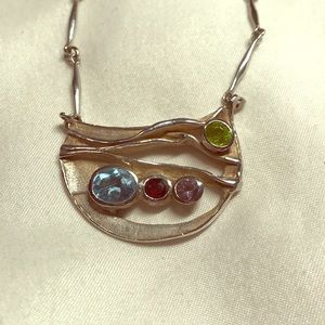Sterling Silver & Genuine Gemstone Necklace
